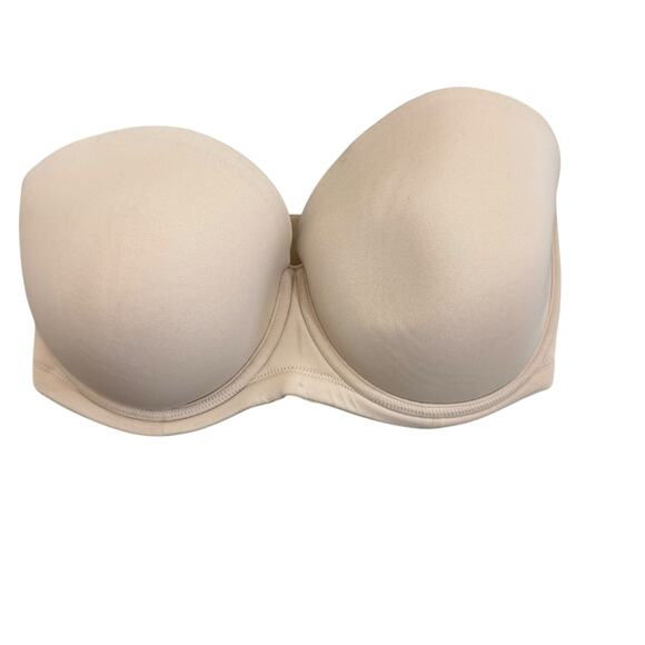 Wacoal Cream Nude Padded Red Carpet Strapless Pushup Bra Back Closure Size 34G - Picture 1 of 7